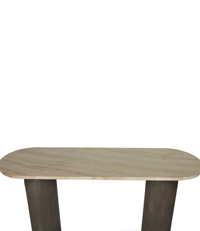 PTMD Liora Bijzettafel | Mangohout & Marmer | H80 x B106 x D33 cm