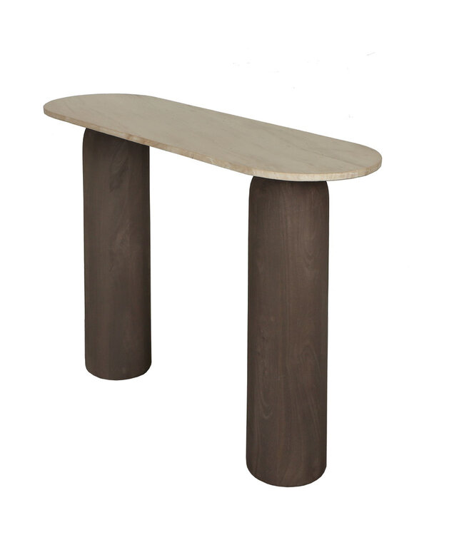 PTMD Liora Bijzettafel | Mangohout & Marmer | H80 x B106 x D33 cm