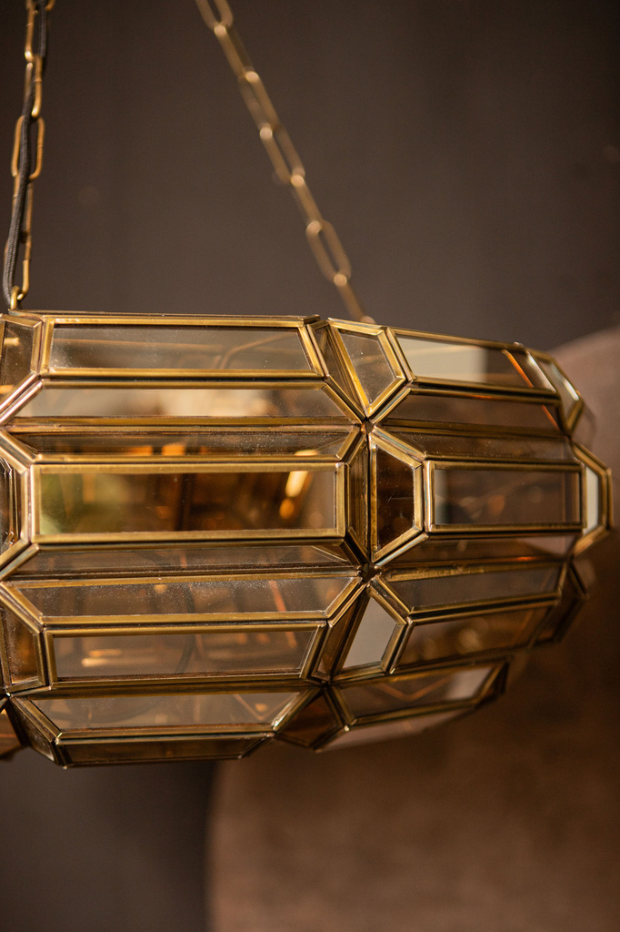 PTMD Thyro Antiek Messing Glas Amber Donut Lamp
