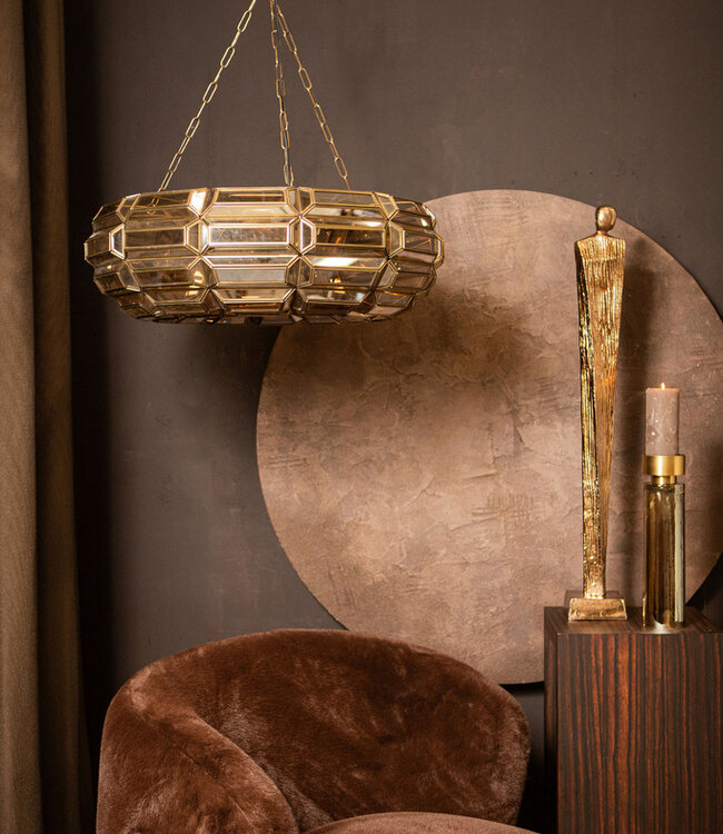 PTMD Thyro Antiek Messing Glas Amber Donut Lamp