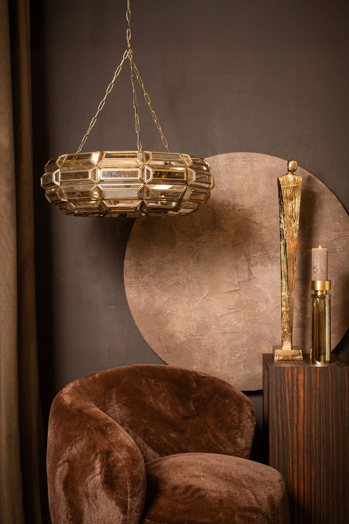 PTMD Thyro Antiek Messing Glas Amber Donut Lamp