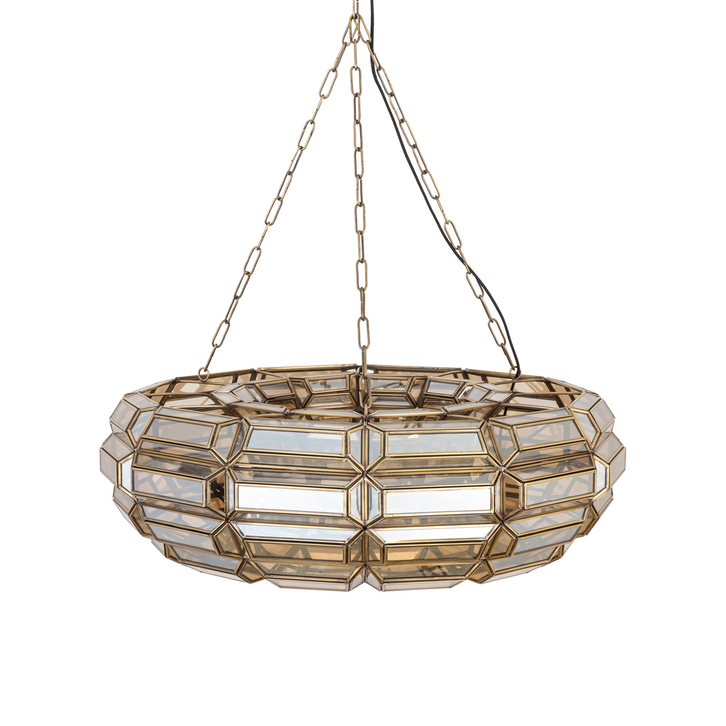 PTMD Thyro Antiek Messing Glas Amber Donut Lamp