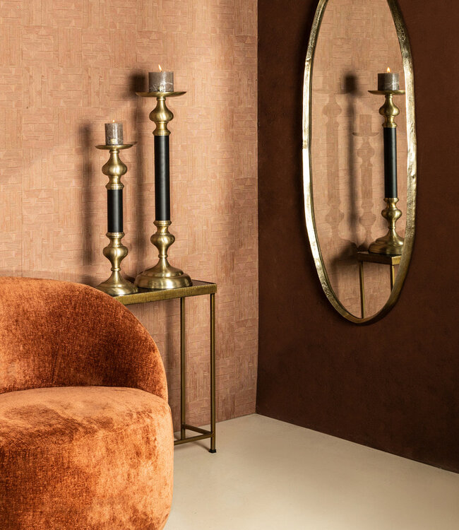 PTMD Limera Messing Aluminium Ovaal Spiegel met Onregelmatige Rand M