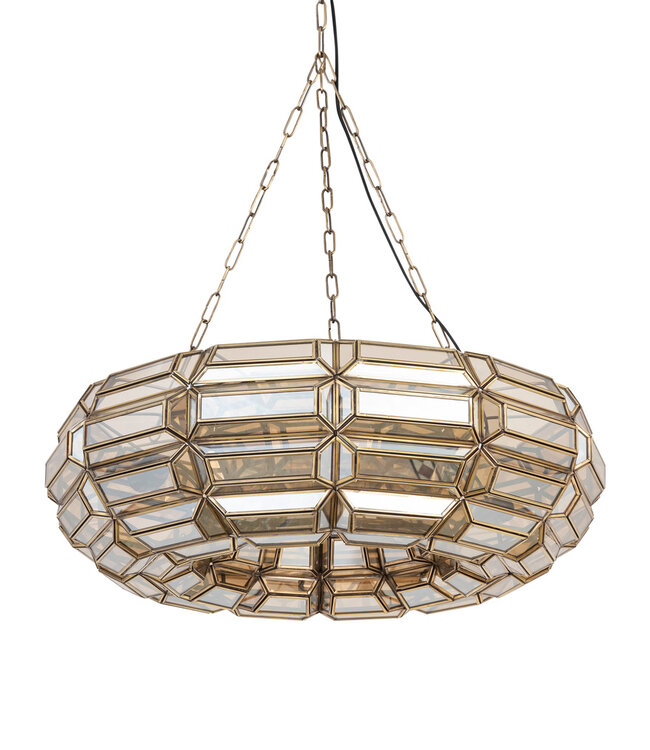 PTMD Thyro Antiek Messing Glas Amber Donut Lamp