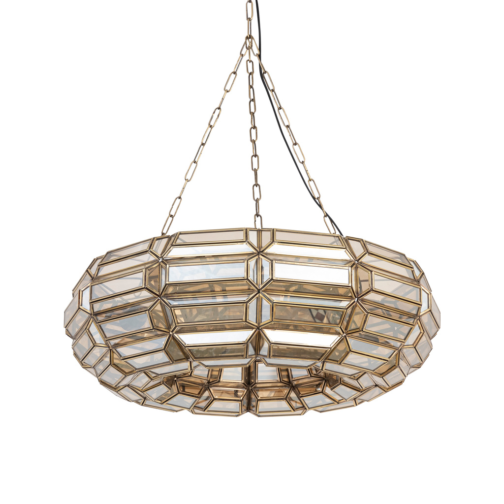 PTMD Thyro Antiek Messing Glas Amber Donut Lamp