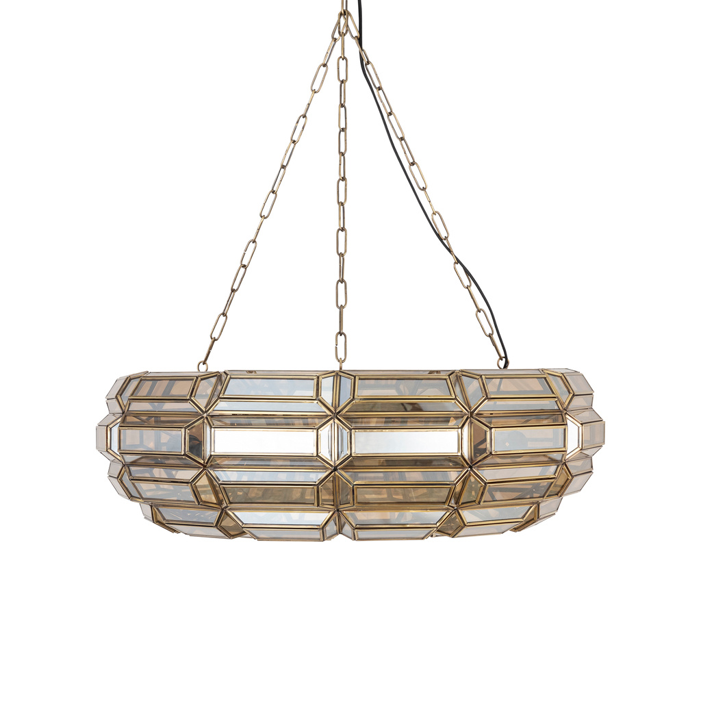 PTMD Thyro Antiek Messing Glas Amber Donut Lamp