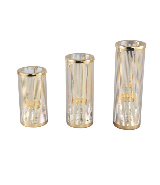 PTMD Ella Waxinelichthouder | Set Van 6 | Goud | H24 x D8 cm