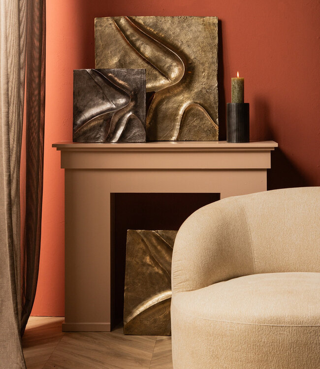 PTMD Gihan Gouden Gegoten Aluminium Wandpaneel Golflijnen S