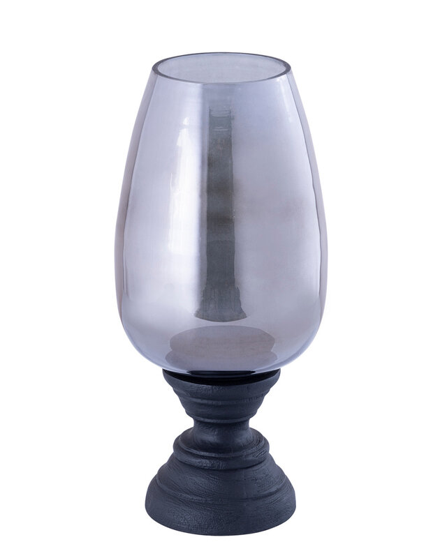 PTMD Qez Zwart Mangohout Stormlicht Rookglas XL