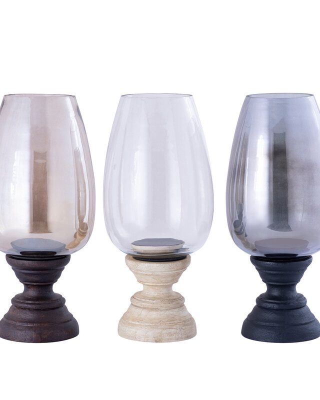 PTMD Qez Zwart Mangohout Stormlicht Rookglas XL