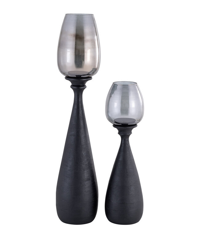 PTMD Midi Zwart Mangohout Stormlicht Rookglas M