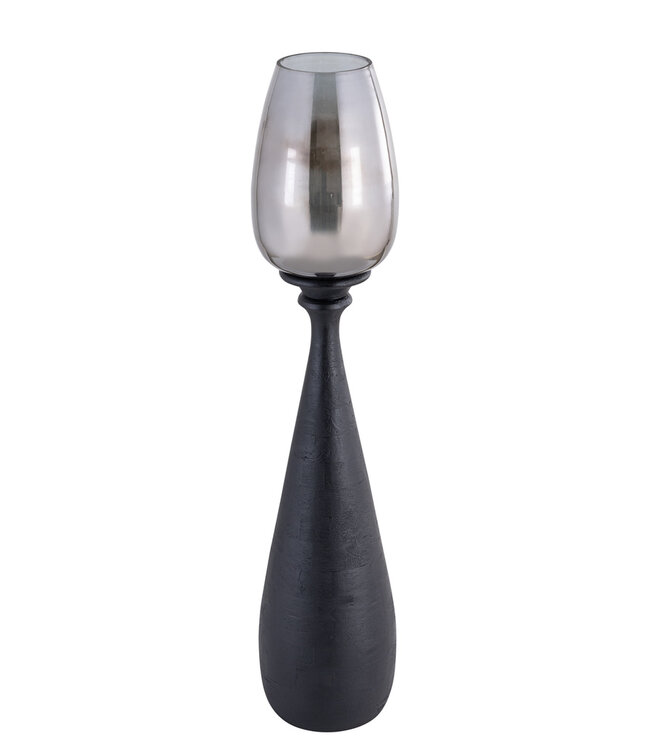 PTMD Midi Zwart Mangohout Stormlicht Rookglas M