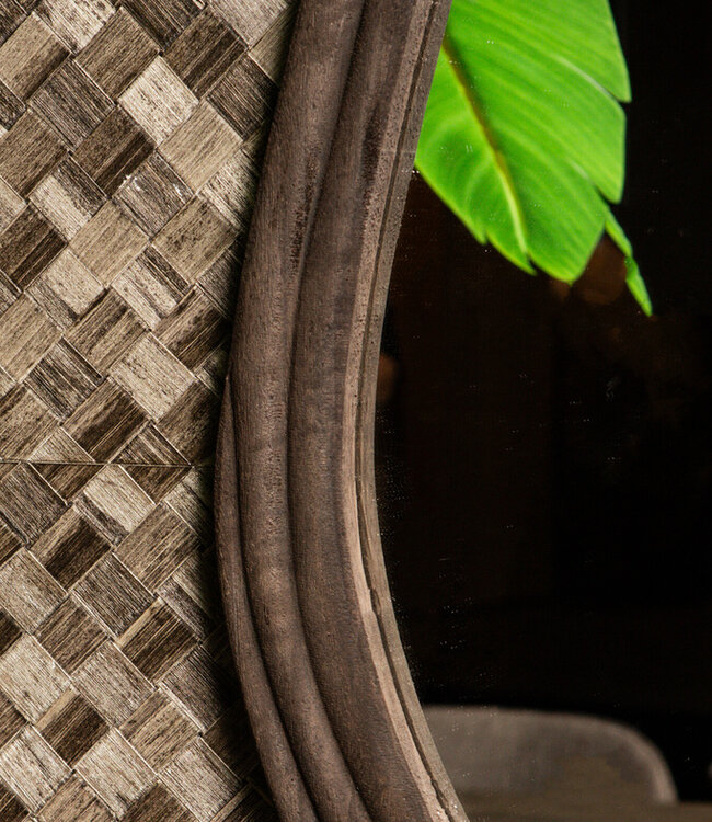 PTMD Santin Bruine Mangohouten Organische Driehoek Spiegel