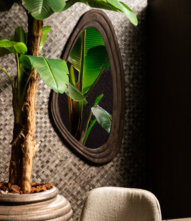 PTMD Santin Bruine Mangohouten Organische Driehoek Spiegel