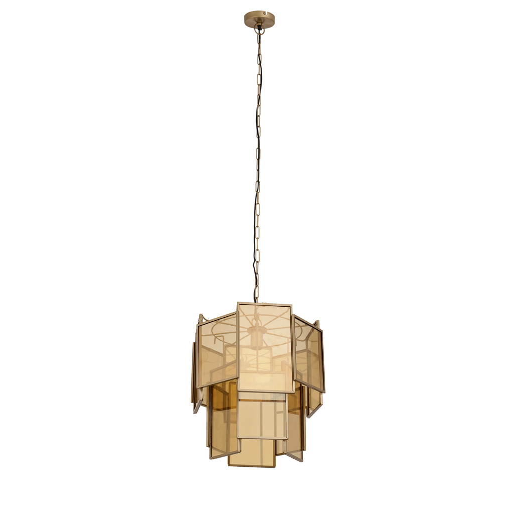 PTMD Loucas Hanglamp S | Messing | Glas | H48 x D42 cm