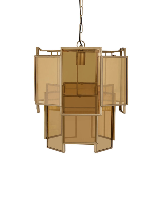 PTMD Loucas Hanglamp S | Messing | Glas | H48 x D42 cm
