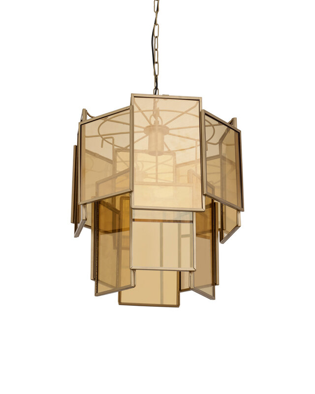 PTMD Loucas Hanglamp S | Messing | Glas | H48 x D42 cm