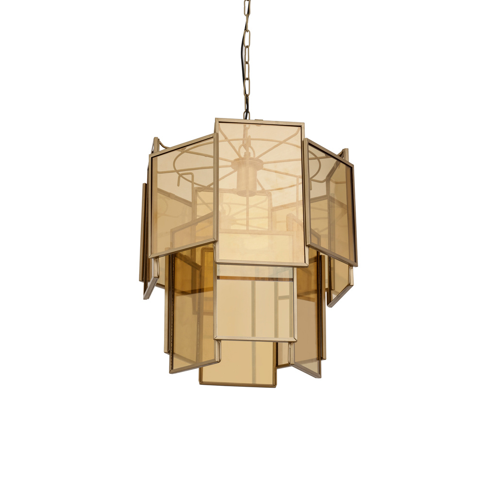 PTMD Loucas Hanglamp S | Messing | Glas | H48 x D42 cm