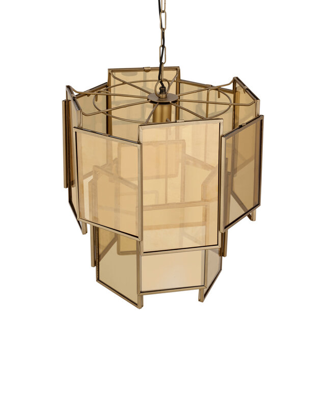 PTMD Loucas Hanglamp S | Messing | Glas | H48 x D42 cm