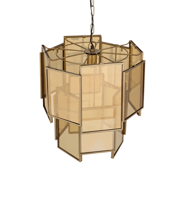 PTMD Loucas Hanglamp S | Messing | Glas | H48 x D42 cm