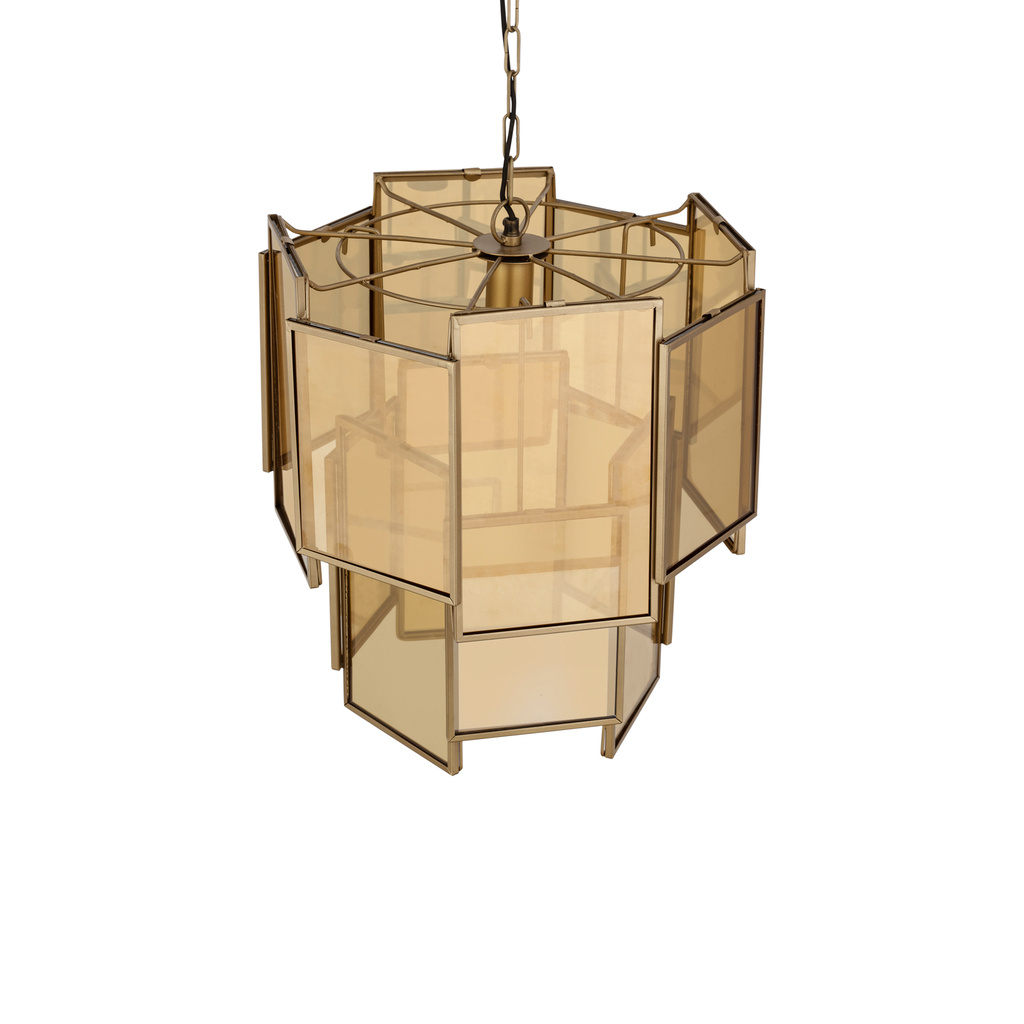 PTMD Loucas Hanglamp S | Messing | Glas | H48 x D42 cm