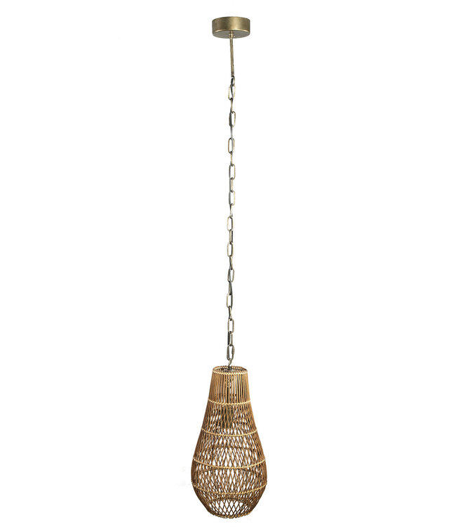 PTMD Erandi Natuurlijke Rieten Hanglamp Eivormig Rond