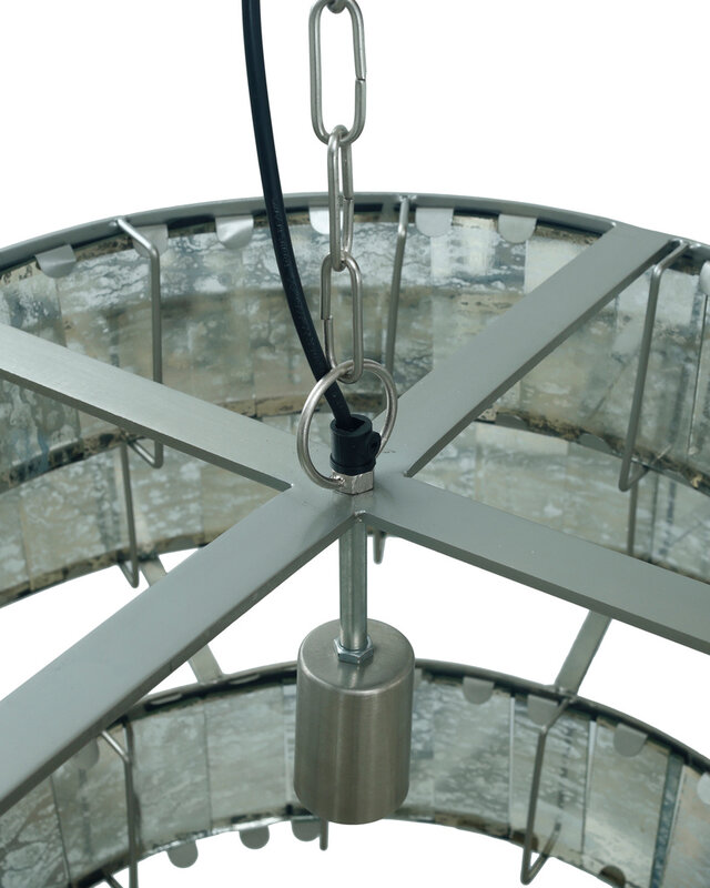 PTMD Hanglamp van antiek rond glas met messing ijzeren afwerking.