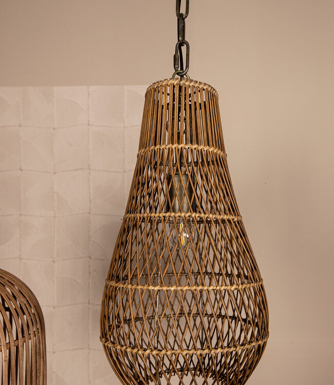 PTMD Erandi Natuurlijke Rieten Hanglamp Eivormig Rond