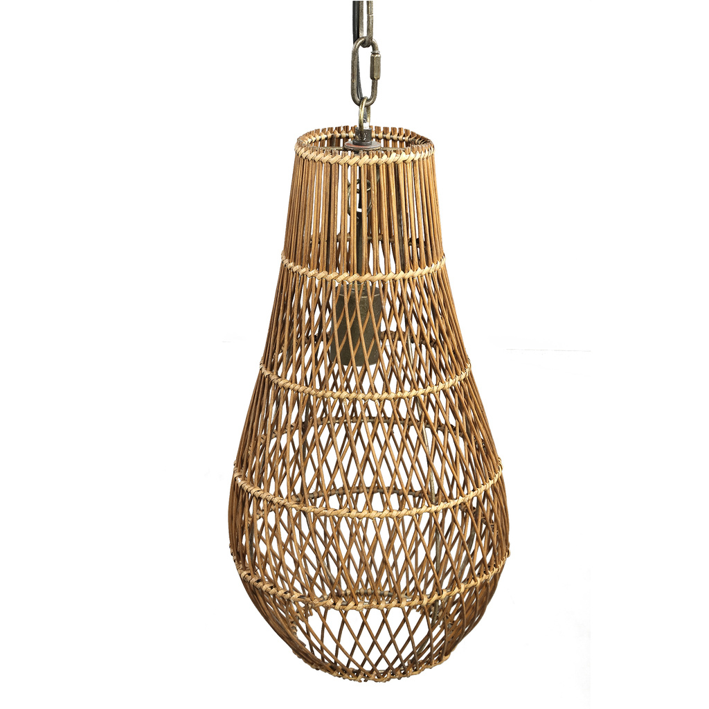 PTMD Erandi Natuurlijke Rieten Hanglamp Eivormig Rond