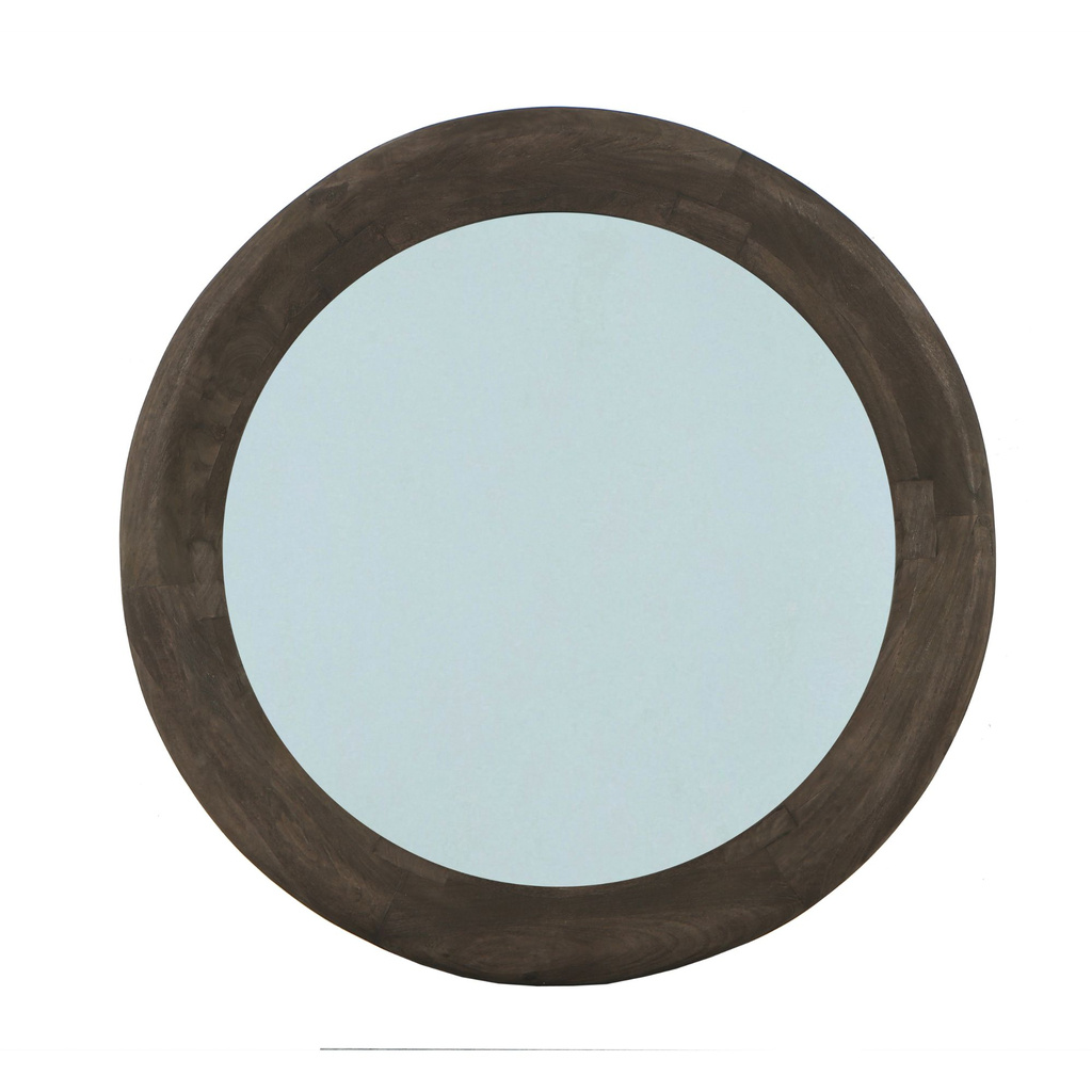 PTMD Noam Brown Mango Houten Ronde Spiegel L