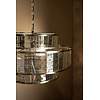 Hanglamp van antiek rond glas met messing ijzeren afwerking.