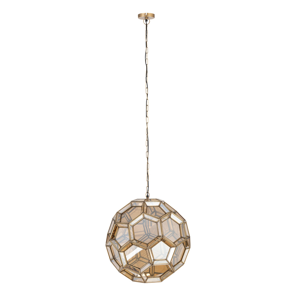 PTMD Thyro Antiek Messing Glas Amber Bal Lamp