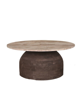 PTMD Liora Salontafel | Mangohout & Marmer | H40 x D90 cm