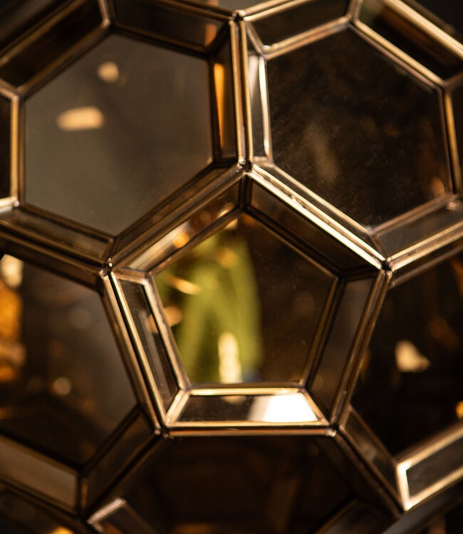 PTMD Thyro Antiek Messing Glas Amber Bal Lamp