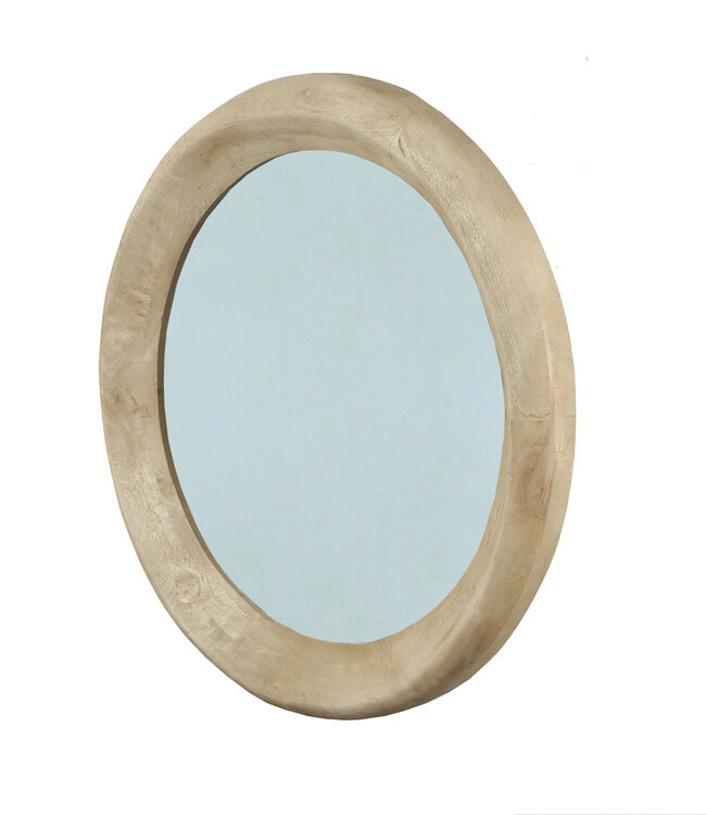 PTMD Noam Natuurlijke Mango Houten Ronde Spiegel L