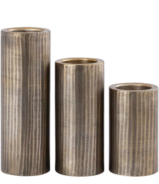 PTMD Jowad Antieke Gouden Aluminium Kaarsenhouder – 13 x 37 x 13 cm (set van 2)