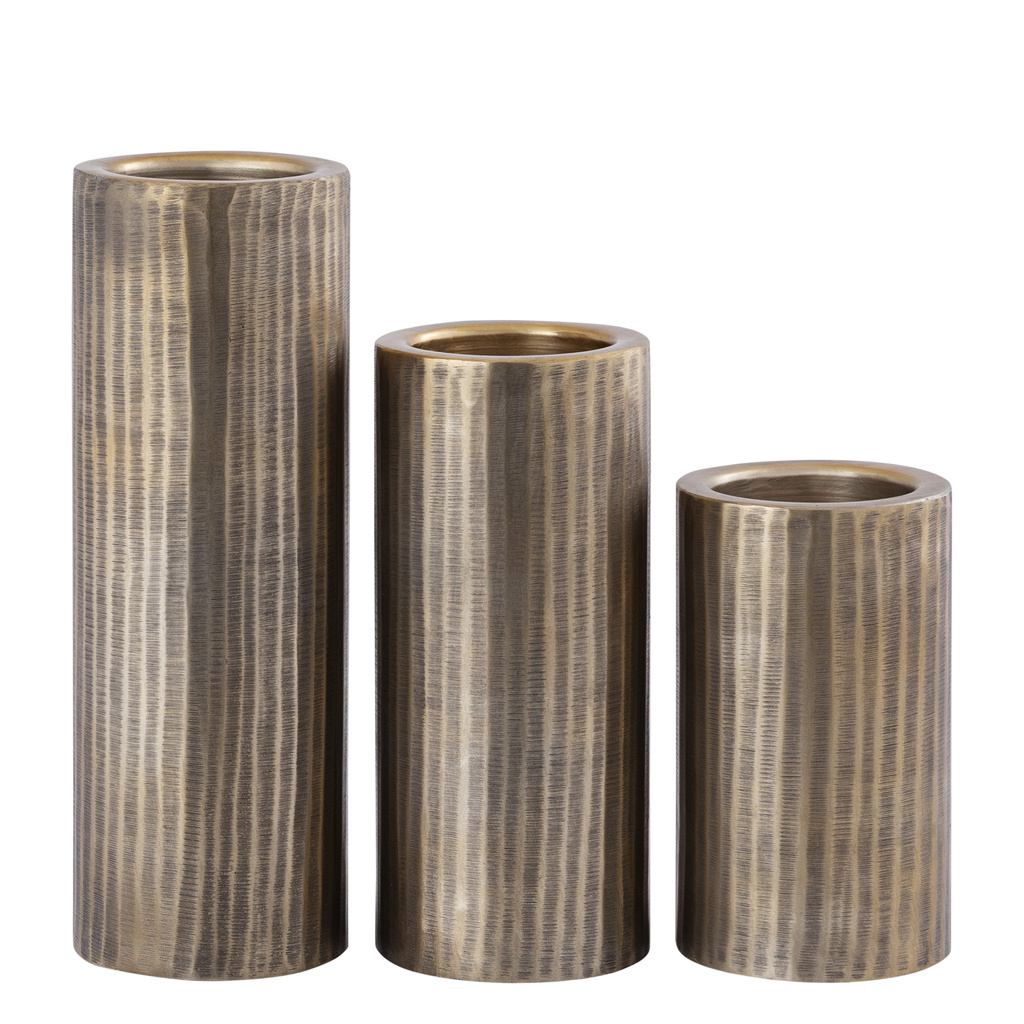PTMD Jowad Antieke Gouden Aluminium Kaarsenhouder | 13 x 37 x 13 cm