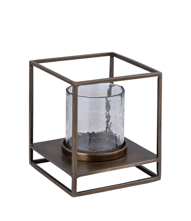 PTMD Janik Gouden Gegoten Aluminium Stormlicht Met Glas S