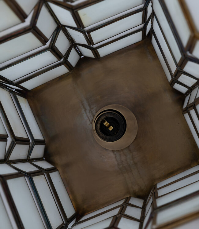 PTMD Layra Wit Melkglas Tafellamp Antiek Hoog