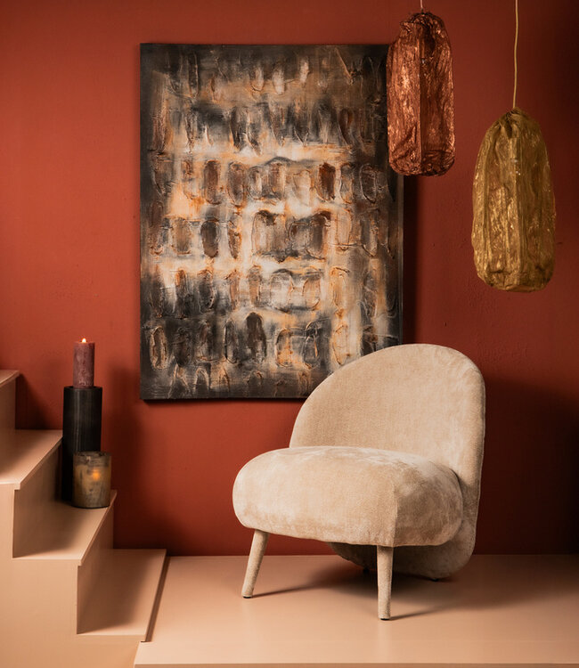 PTMD Maitia Gouden Ruw Uitziende Stoffen Plafondlamp