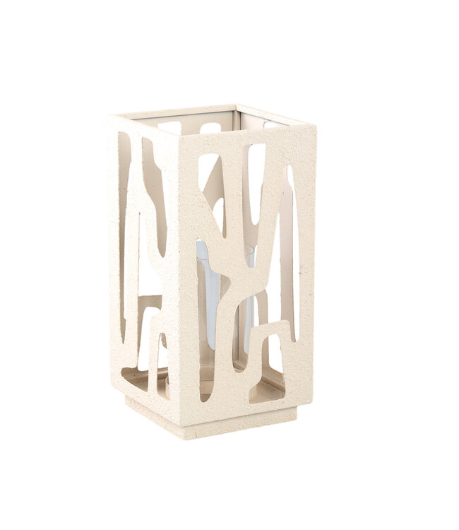 PTMD Dauwroomijzer Vierkante Stormlamp Met Glas S (set van 2)