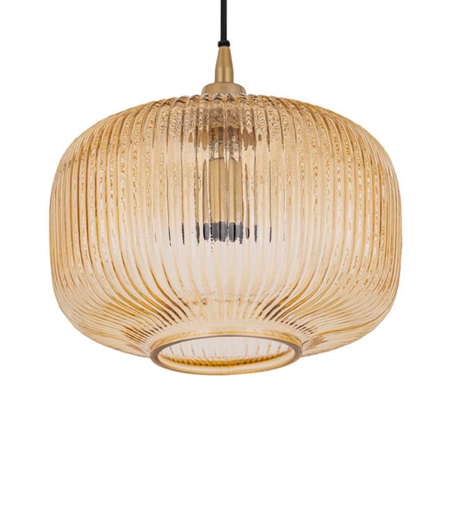 PTMD Juliet Amber Glazen Hanglamp Breed