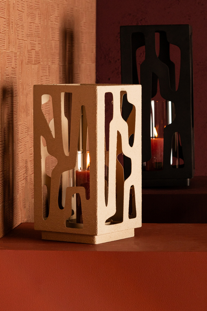 PTMD Dauwroomijzer Vierkante Stormlamp Met Glas S
