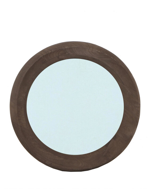PTMD Noam Ronde Spiegel | Mangohout | Bruin | D70 cm