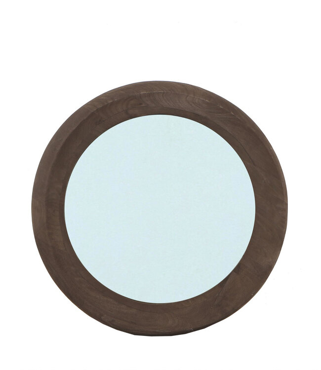 PTMD Noam Ronde Spiegel | Mangohout | Bruin | D70 cm
