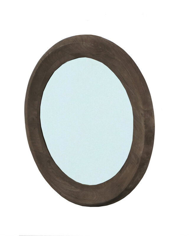 PTMD Noam Ronde Spiegel | Mangohout | Bruin | D70 cm