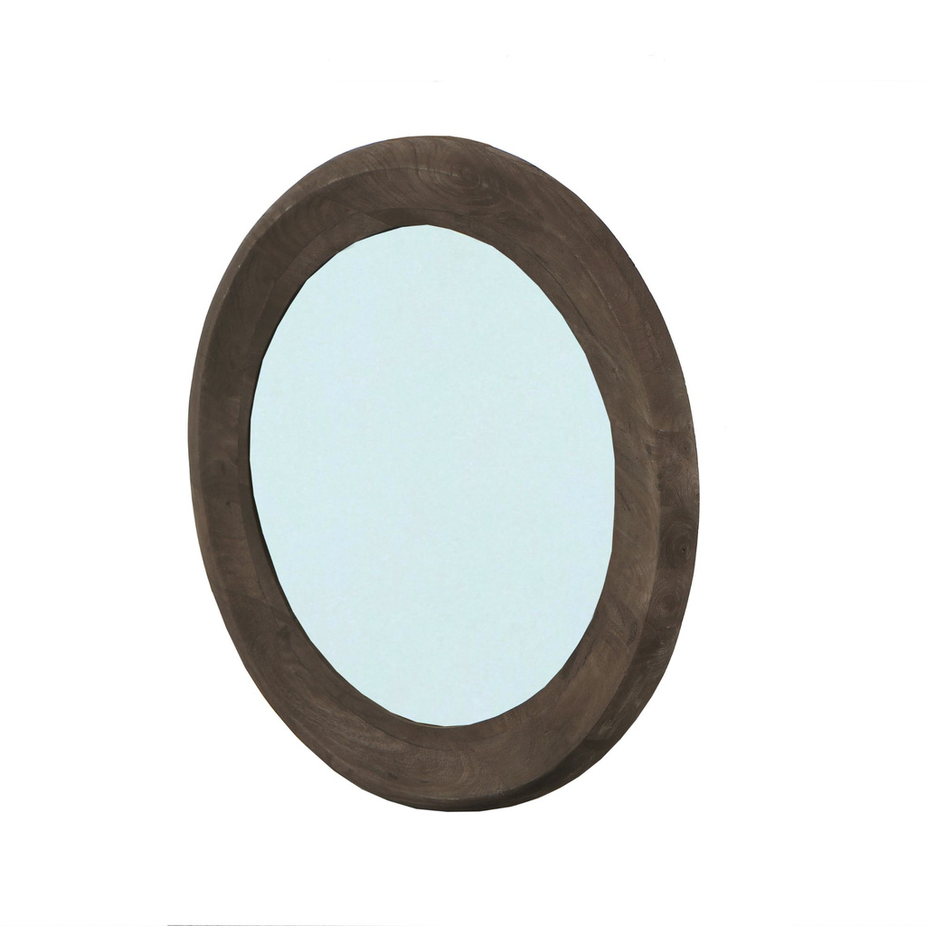 PTMD Noam Ronde Spiegel | Mangohout | Bruin | D70 cm