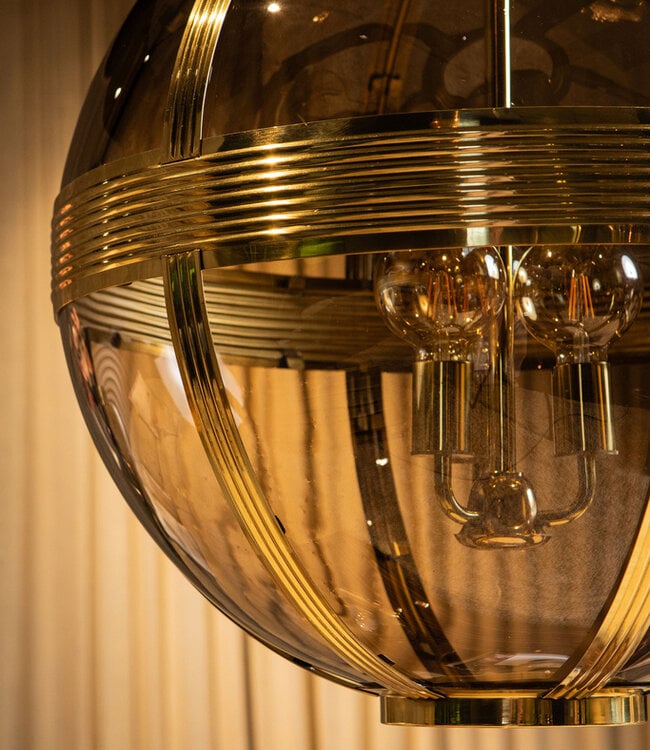 PTMD Mikk Antieke Hanglamp | Glas | Messing | H91 x D66 cm