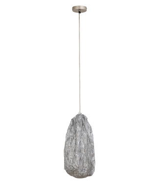 PTMD Maitia Stoffen Plafondlamp | Zilver | H48 x D30 cm