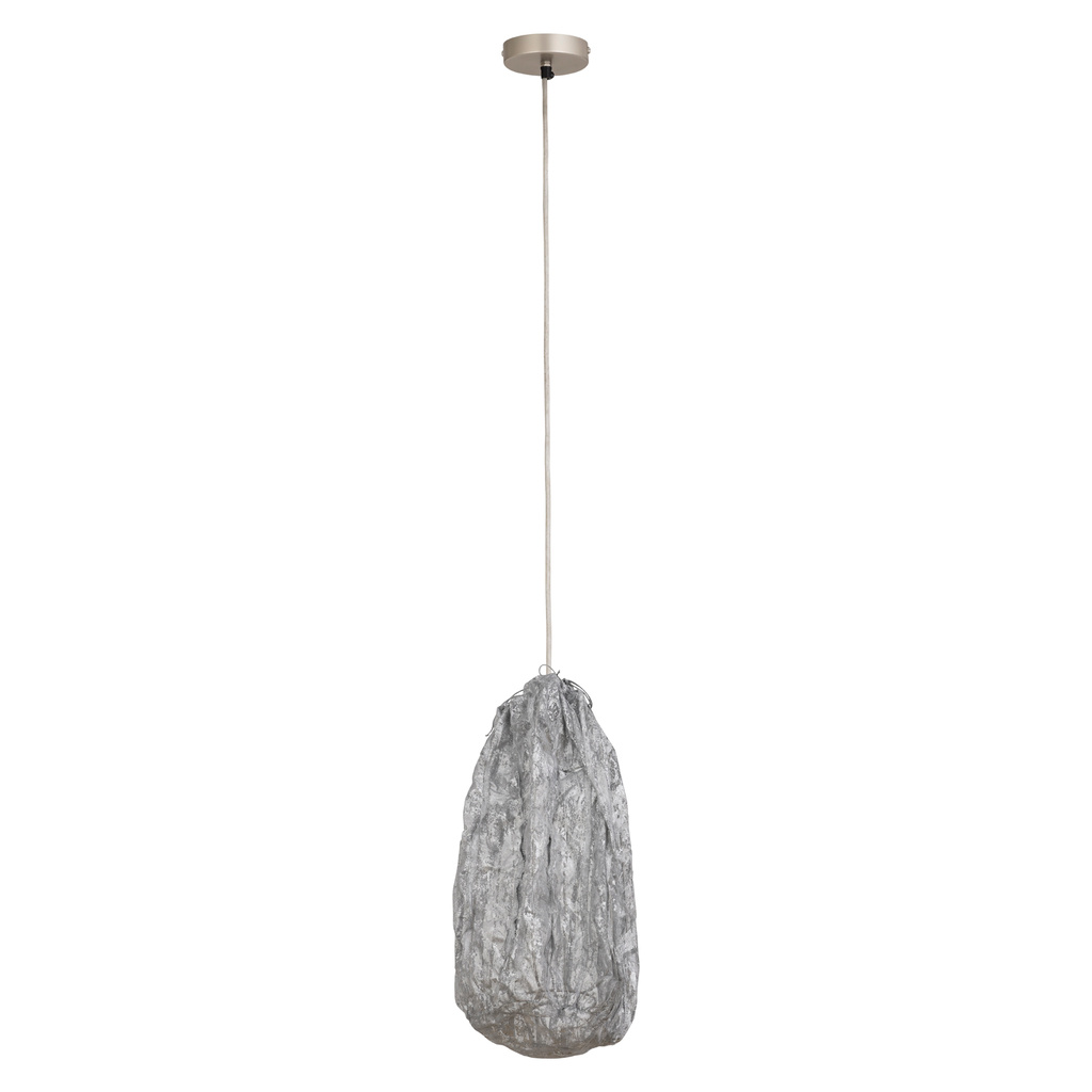 PTMD Maitia Stoffen Plafondlamp | Zilver | H48 x D30 cm